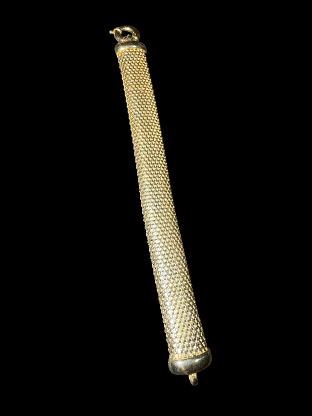 Vintage Italian JCM Gold Vermeil Over Sterling Silver Wide Mesh Bracelet 7.5" - Picture 2 of 5